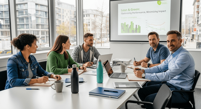 Atelier pratique Lean durable avec équipes d’entreprise pour transition écologique et optimisation des ressources