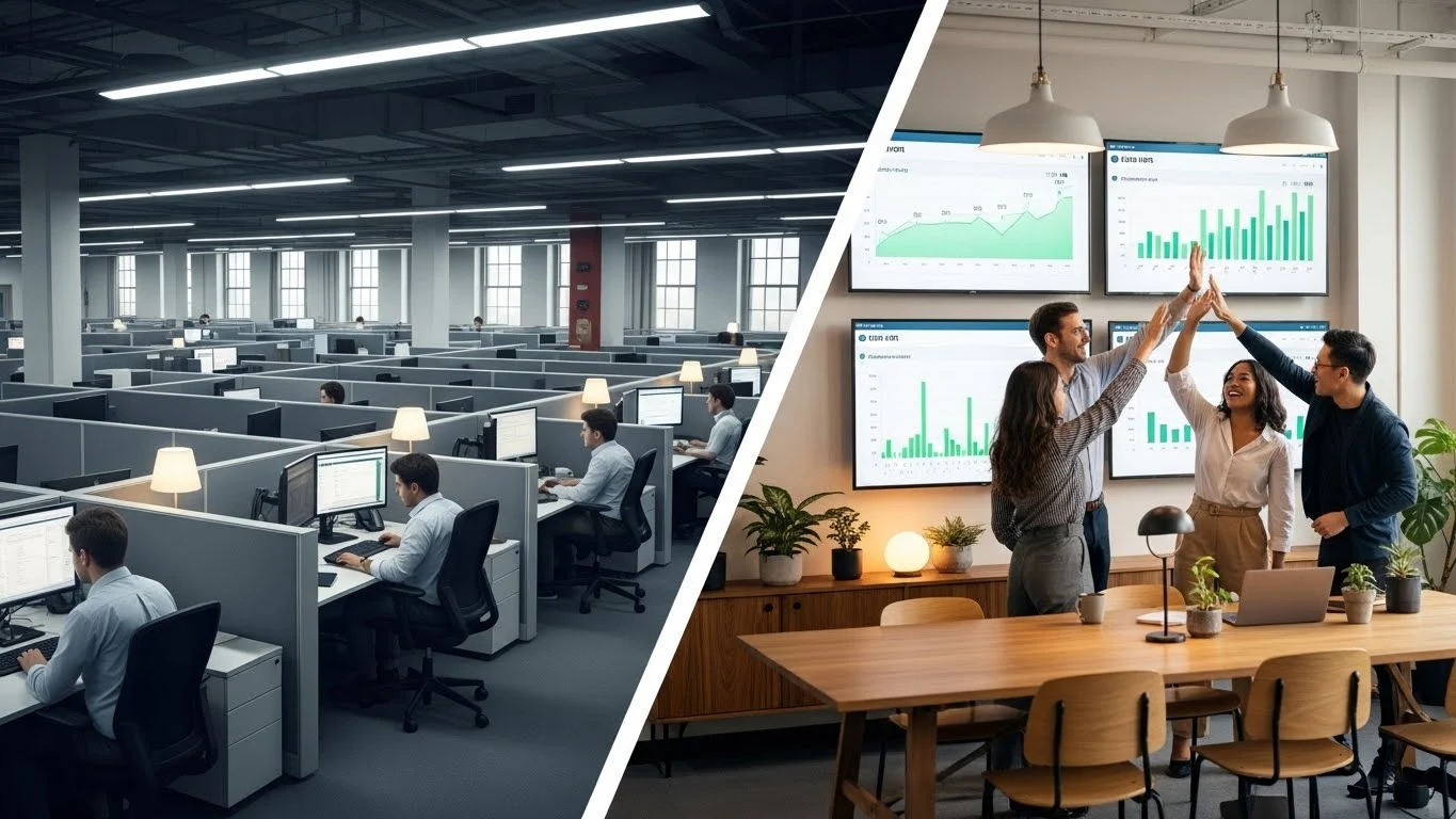 Étude de cas Culture LED Graphique d'évolution de l'engagement collaborateur et succès des projets Kaizen Verts