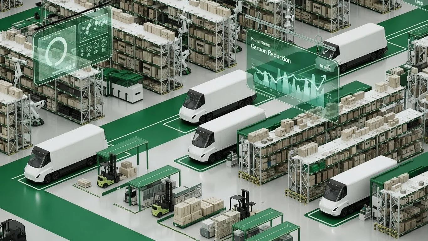 Infographie technique du protocole LED Logistique pour la décarbonation des flux et l'efficience transport.